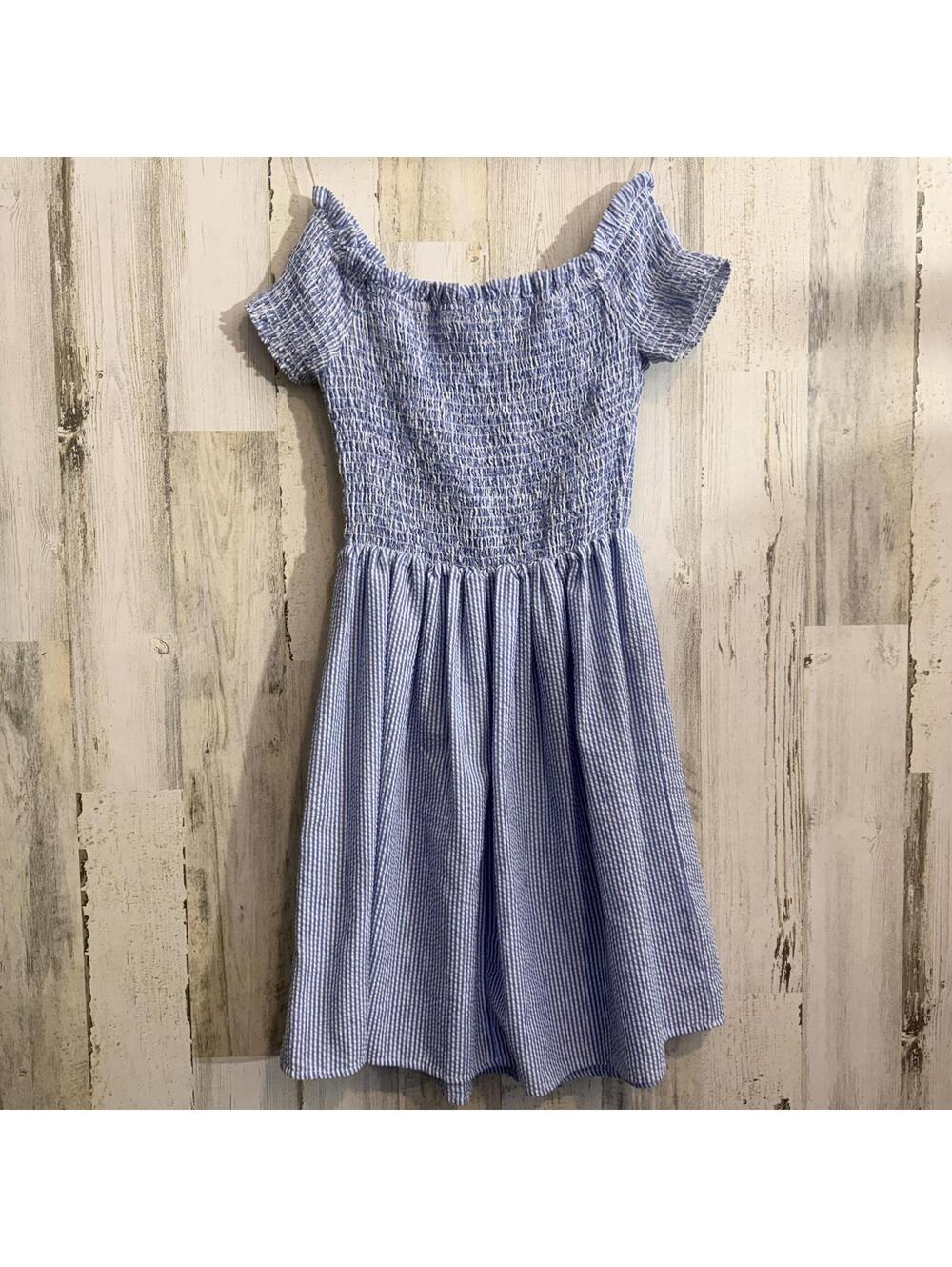 Altar’d State Women's Small Dress Blue White Smocked Gingham